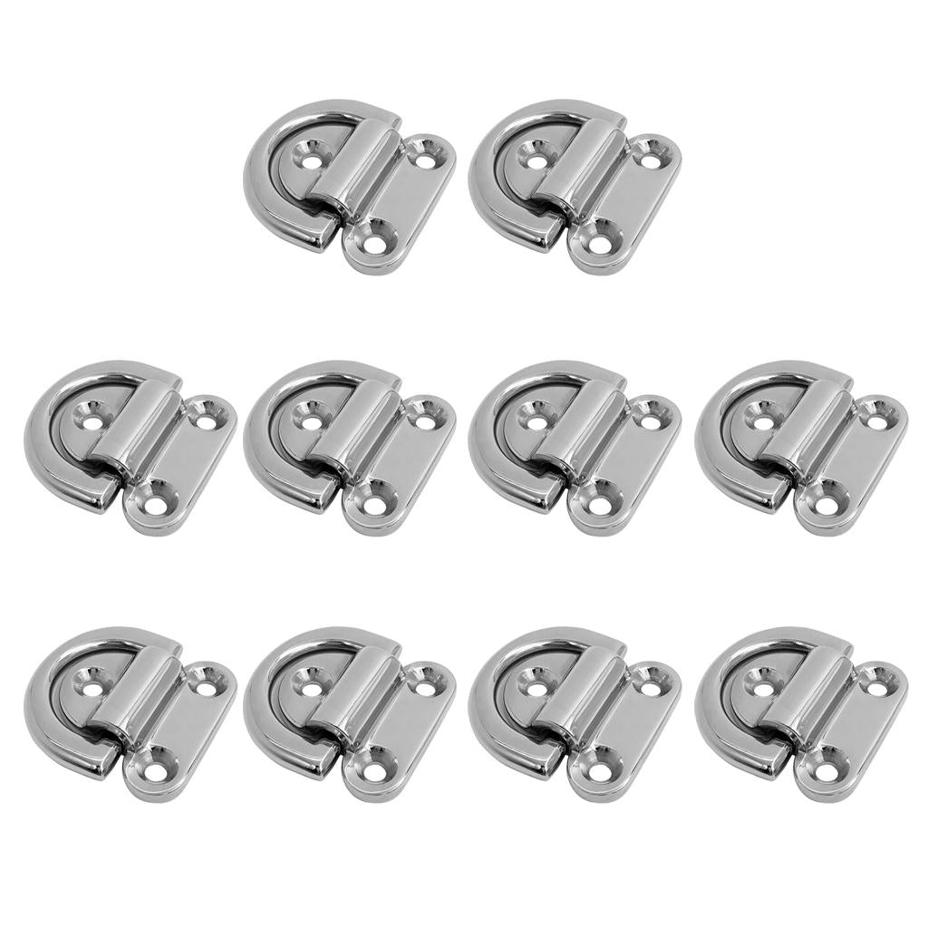 10pcs Large Folding Pad Eye Deck Lashing Ring Staple Cleat for Marine Boat