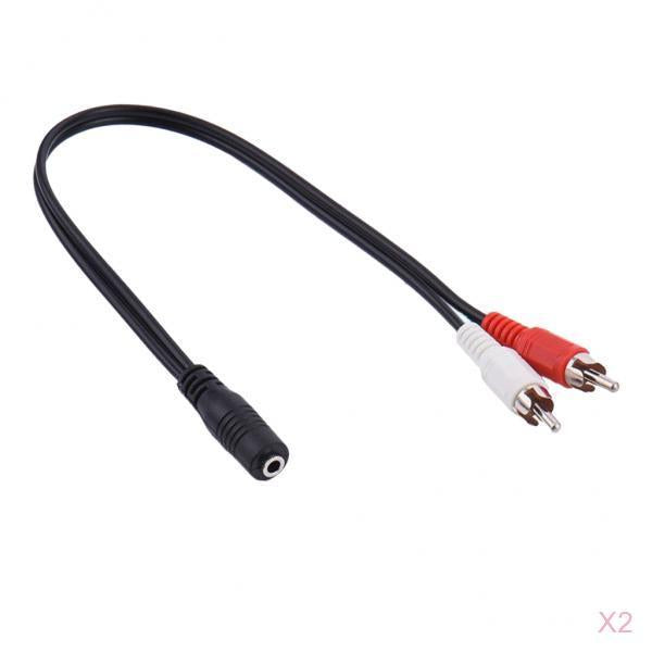 2X 3.5mm Stereo Female Jack to 2RCA Male Audio Adapter Converter Splitter