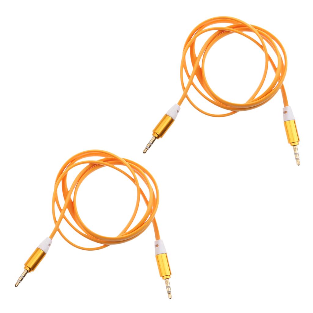 2 pieces 3.5mm Male to Male AUX Auxiliary Audio Flat Noodle Cable 3FT