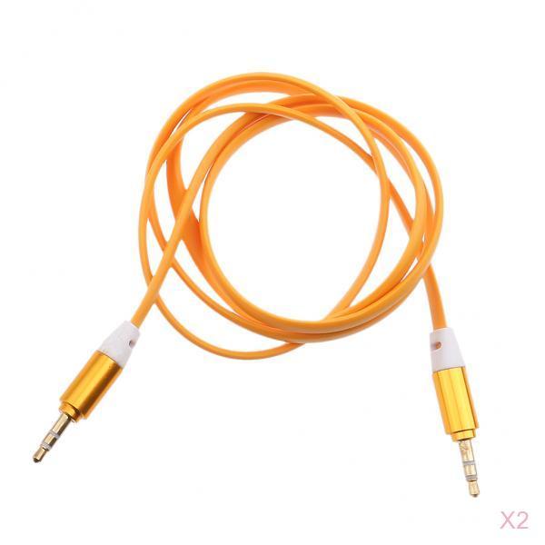 2 pieces 3.5mm Male to Male AUX Auxiliary Audio Flat Noodle Cable 3FT