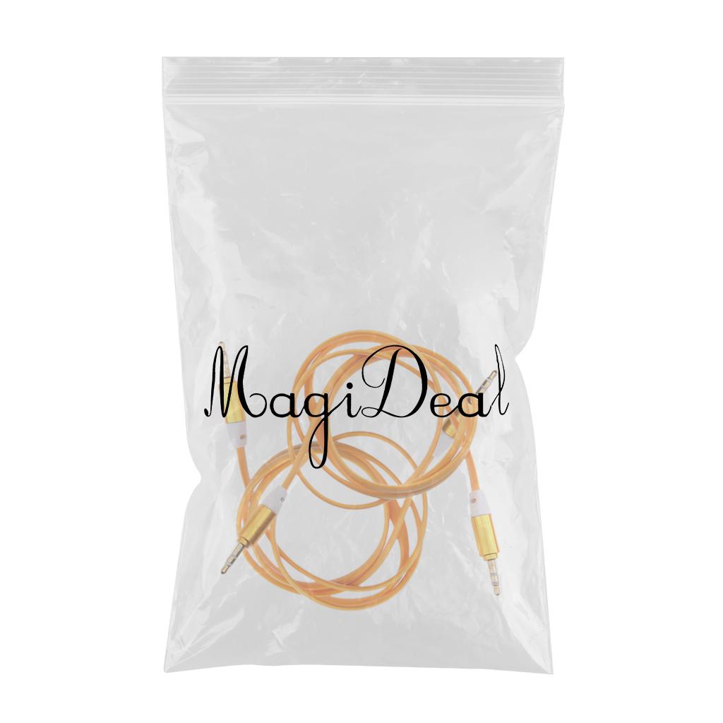 2 pieces 3.5mm Male to Male AUX Auxiliary Audio Flat Noodle Cable 3FT