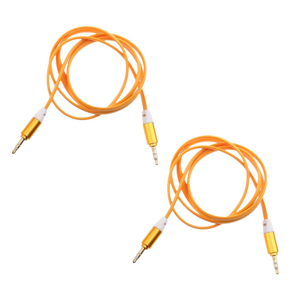 2 pieces 3.5mm Male to Male AUX Auxiliary Audio Flat Noodle Cable 3FT