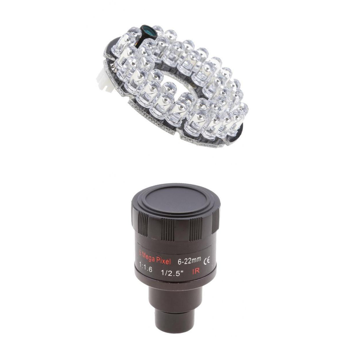 36 Infrared IR LED Board Module+5MP 6-22mm Varifocal IR Camera Zoom Lens