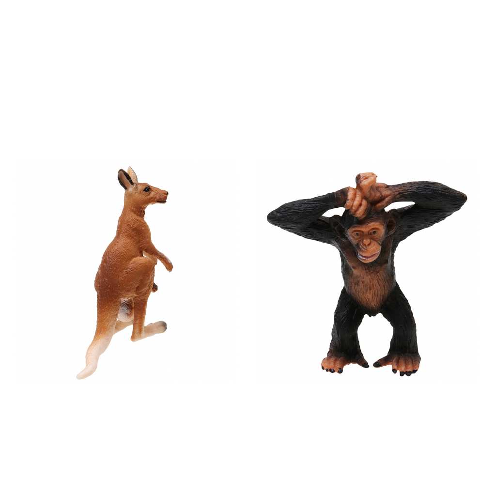 2x Realistic Gorilla Kangaroo with Baby Wild Animal Model Action Figure Toy