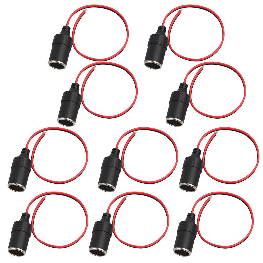 10Piece Car Female Cigarette Lighter Power Plug Socket Connector Adapter 1ft