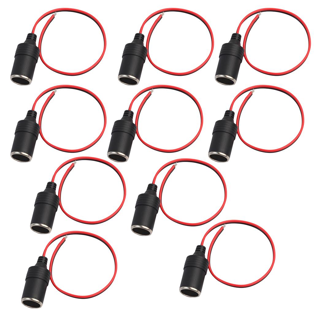 10Piece Car Female Cigarette Lighter Power Plug Socket Connector Adapter 1ft
