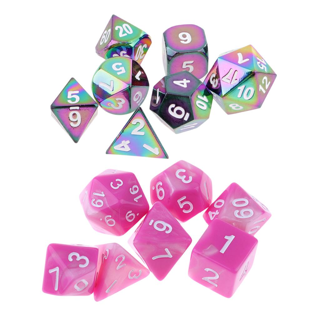 14X Polyhedral Dice 16mm for Dungeons and Dragons Dice Table Game Rainbow