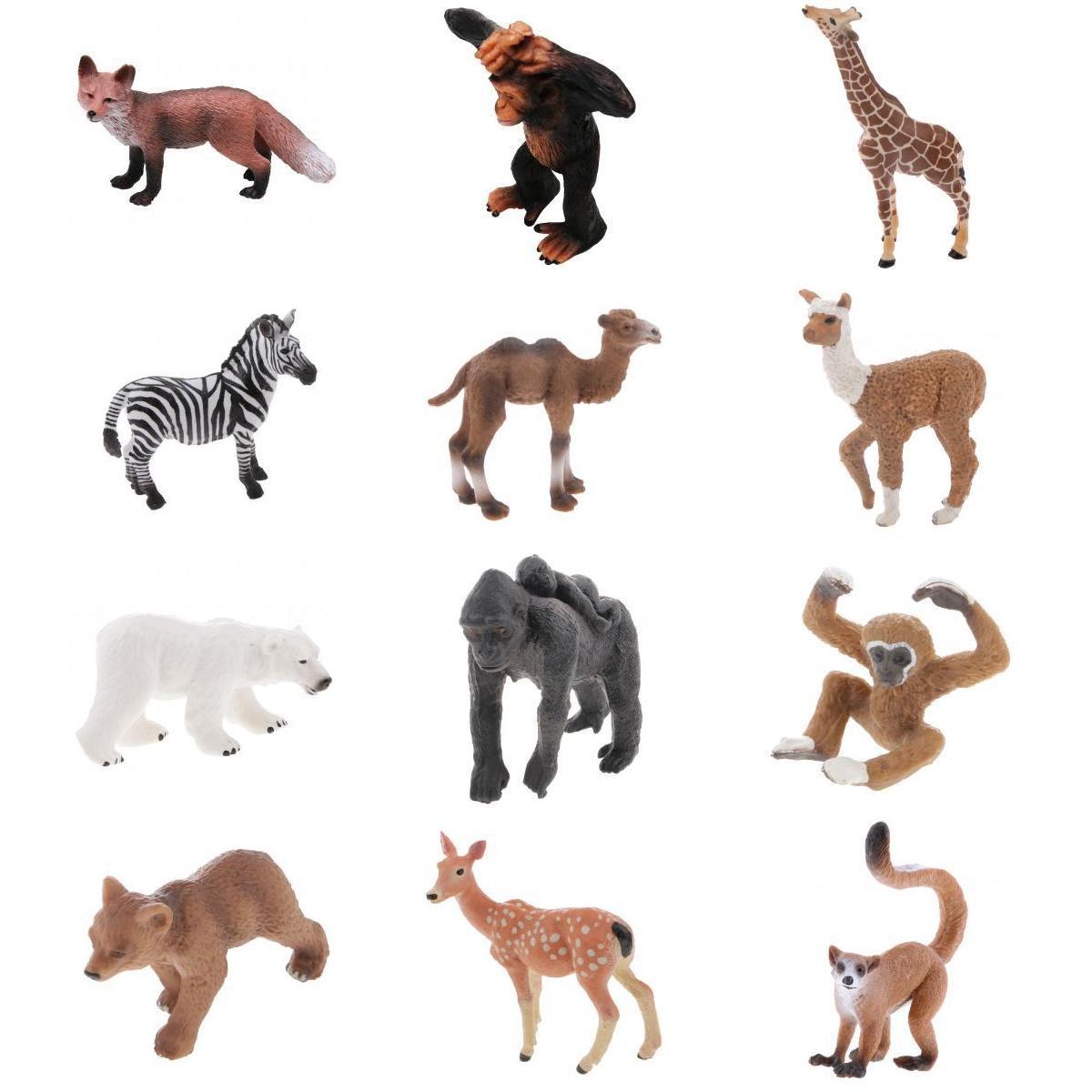 12 Pieces Realistic Wildlife/Zoo Animal Model Figurine Kids Educational Toy