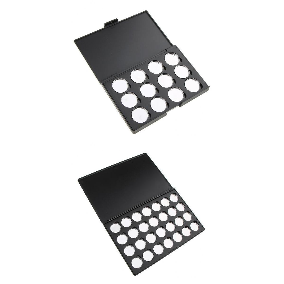2 Pieces Empty Magnetic Palette Box Eyeshadow Powder Blush Makeup Case Black
