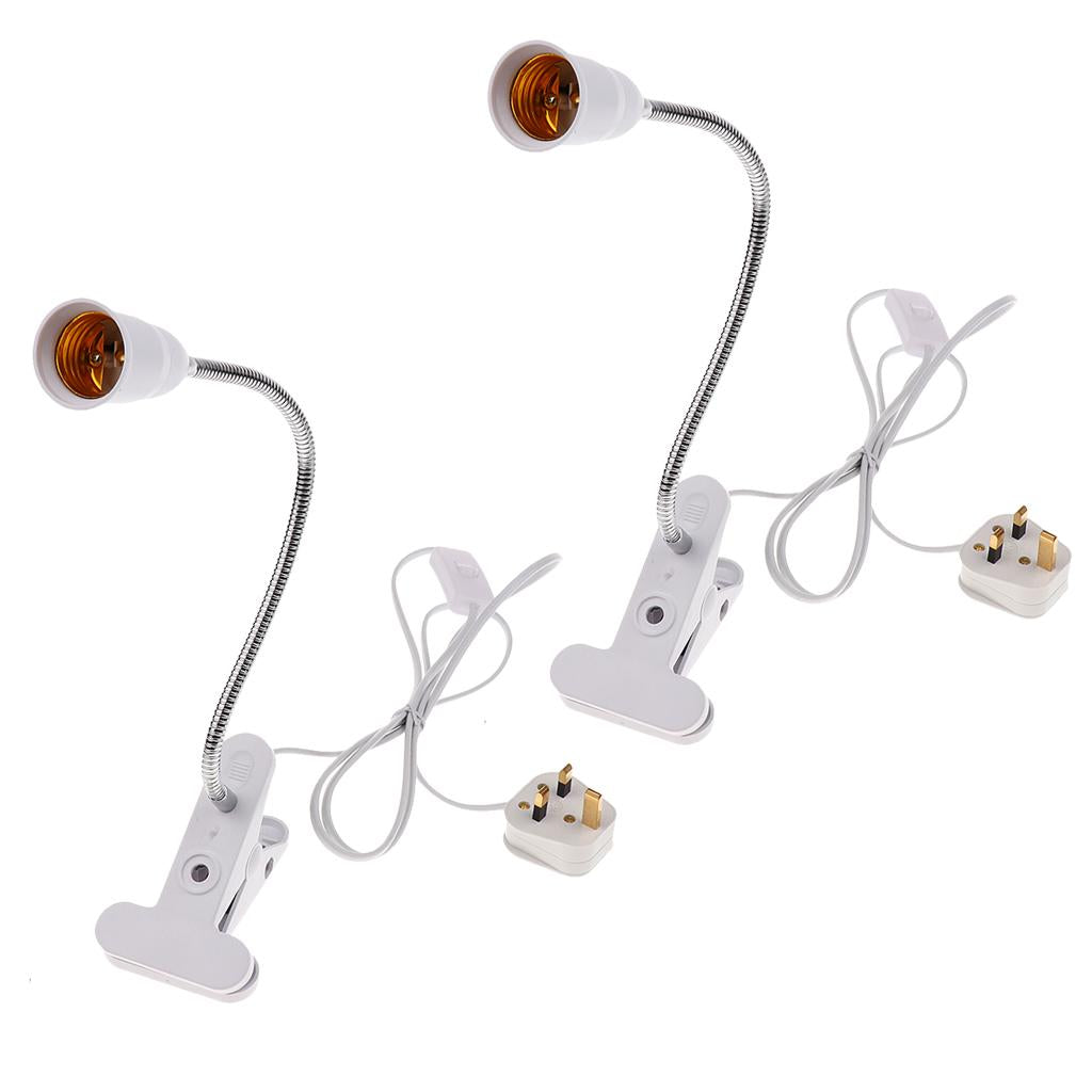 2x Flexible Wire Neck with On/Off Switch E27 Light Lamp Bulb Holder UK Plug