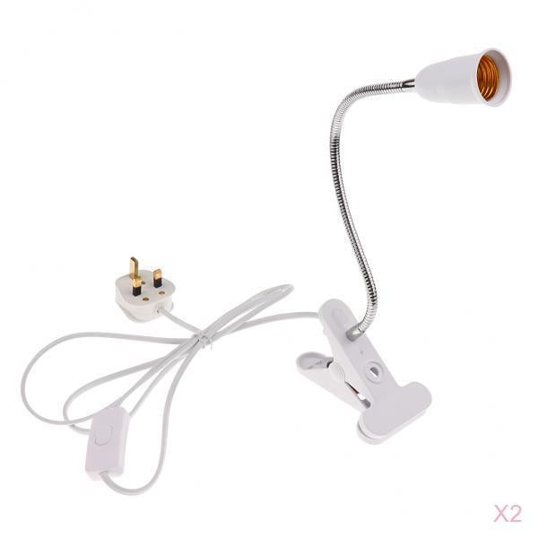 2x Flexible Wire Neck with On/Off Switch E27 Light Lamp Bulb Holder UK Plug
