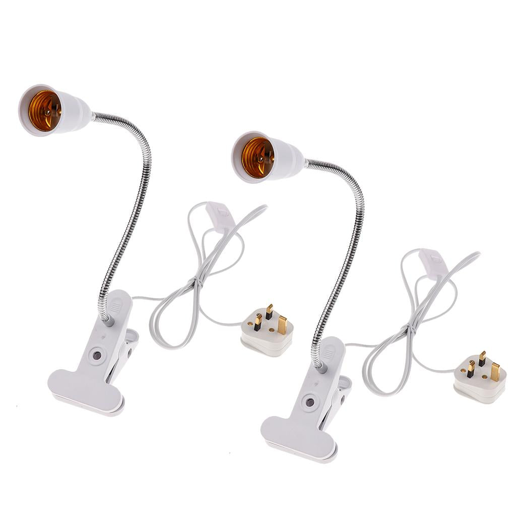 2x Flexible Wire Neck with On/Off Switch E27 Light Lamp Bulb Holder UK Plug