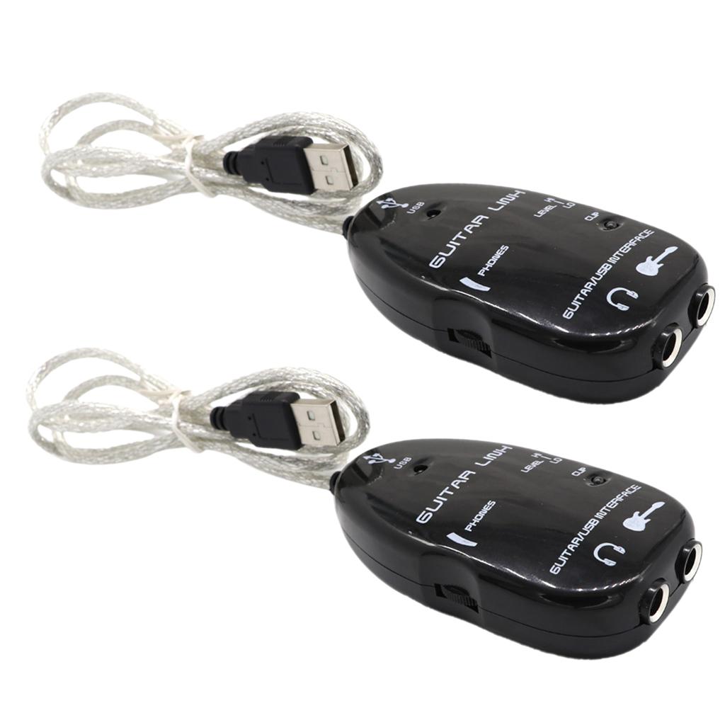 2Pieces Guitar to USB Interface Link Cable Audio for PC/MAC Recording