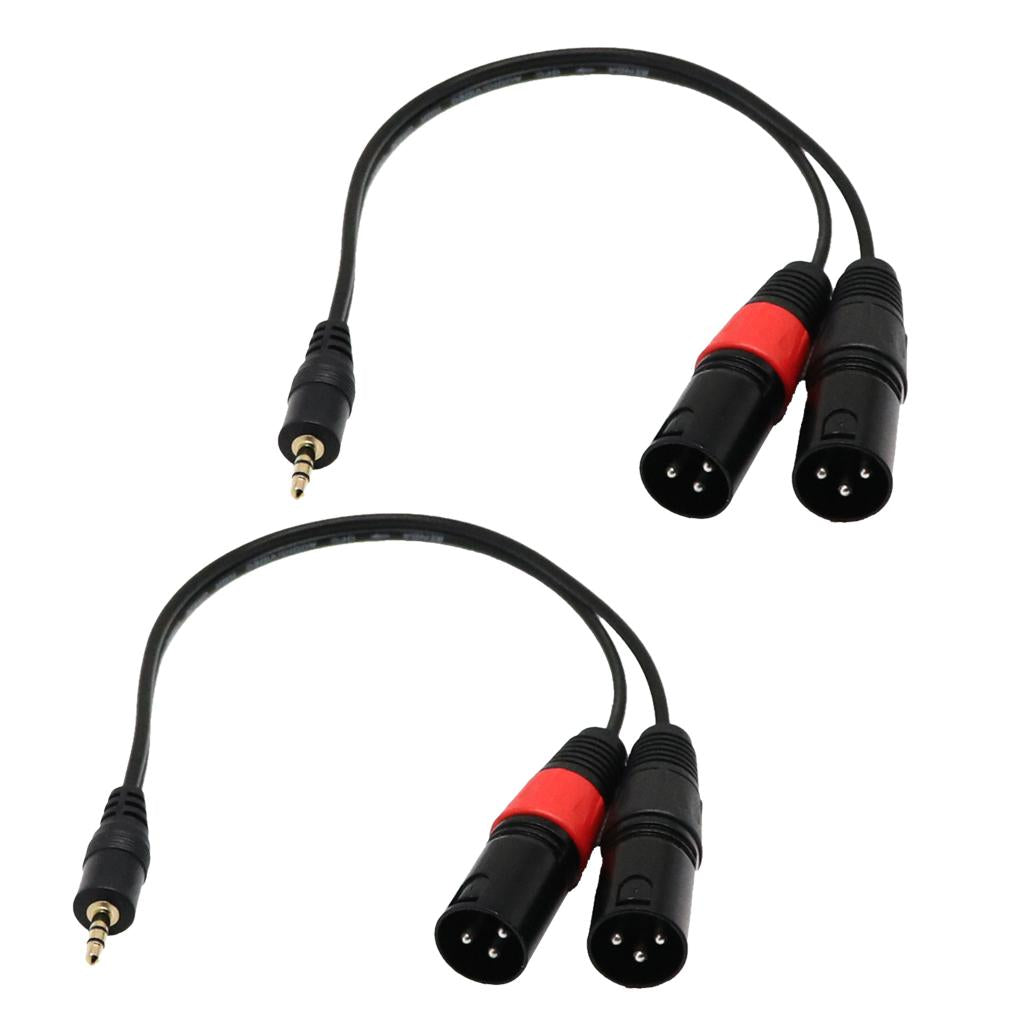2 Pieces 3.5 mm Stereo 1/8 to Dual Male XLR Splitter Patch Cable "