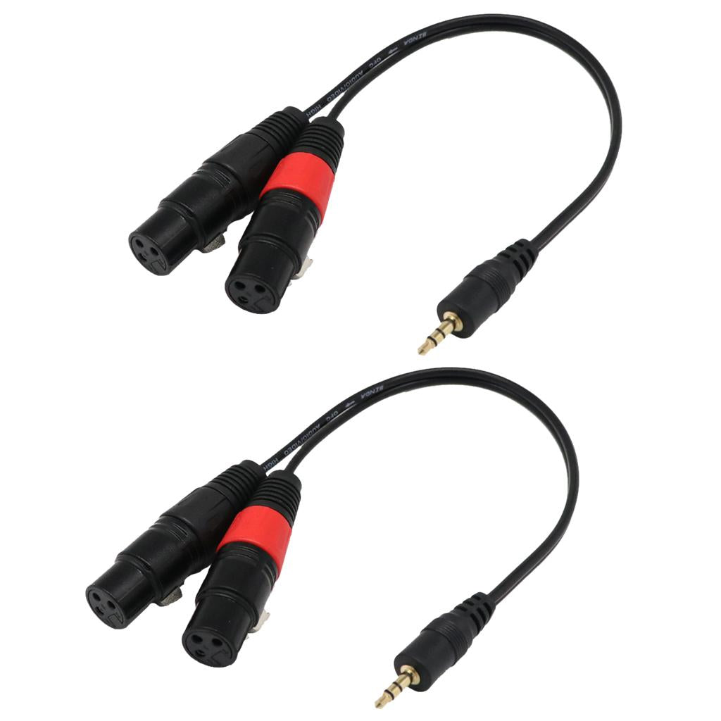 2 Pieces 3.5mm Mono Jack (PC/Laptop) to 2 XLR Female Cable Splitter
