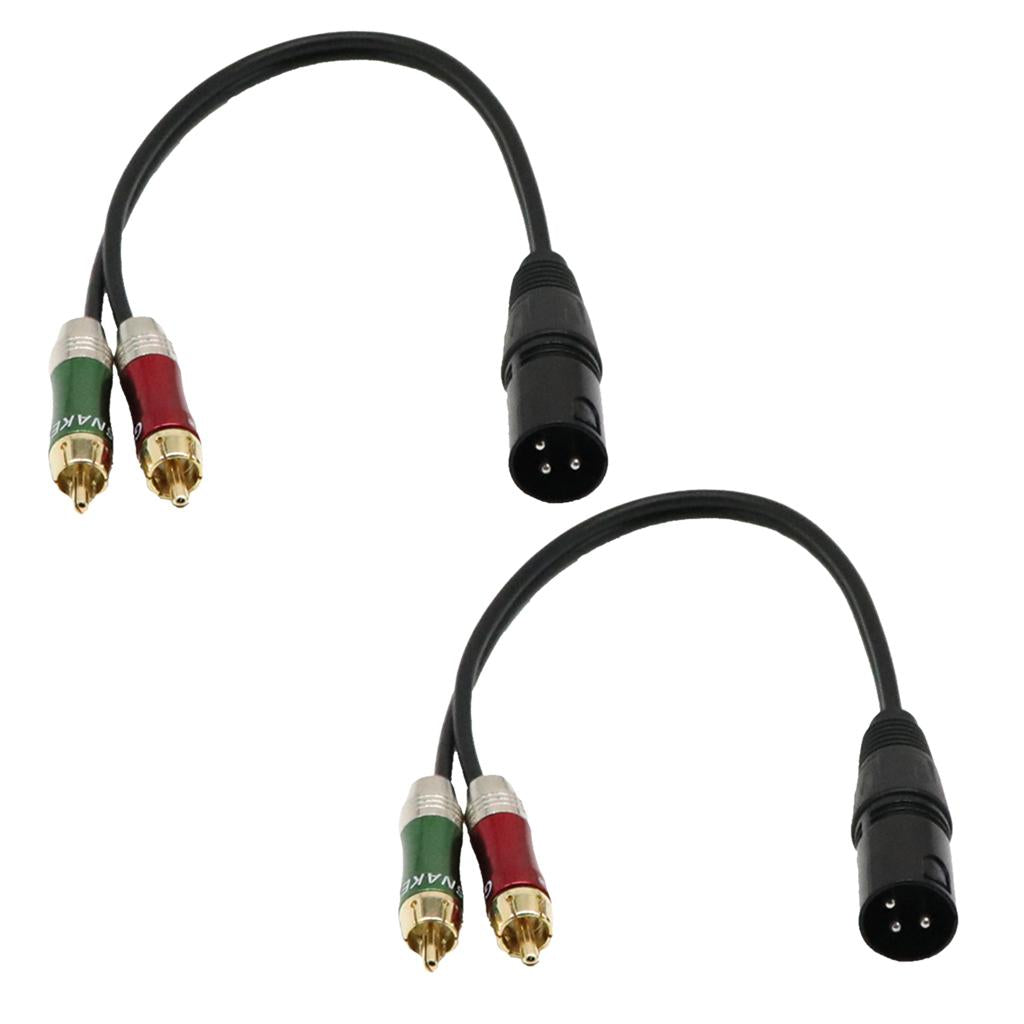 2 Pieces XLR Male to 2 x RCA Male Audio Cable 30cm