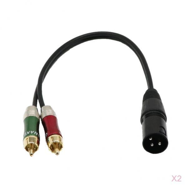 2 Pieces XLR Male to 2 x RCA Male Audio Cable 30cm