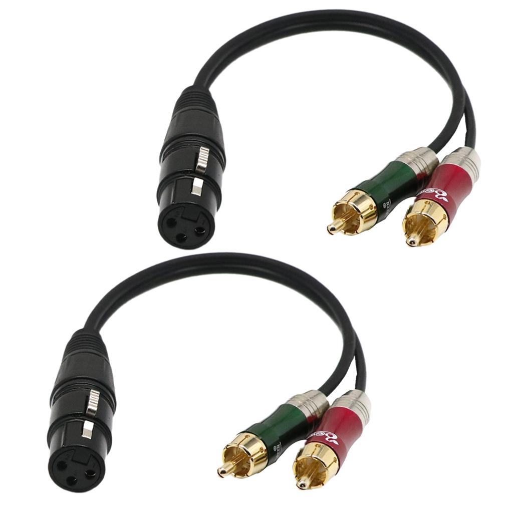2 Pieces 1 XLR Female to 2 RCA Male Stereo Plug Adapter Cable