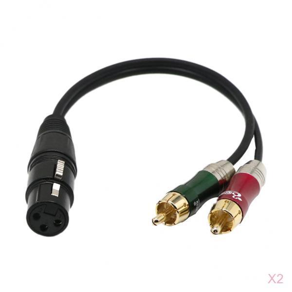 2 Pieces 1 XLR Female to 2 RCA Male Stereo Plug Adapter Cable
