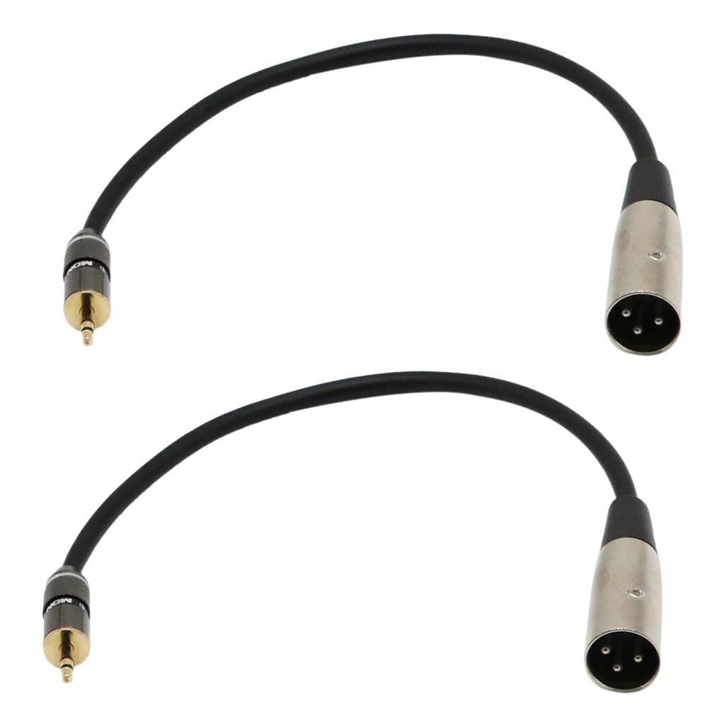 2 Pieces 3.5mm Stereo Mini Plug to XLR Male Stereo Breakout Cable