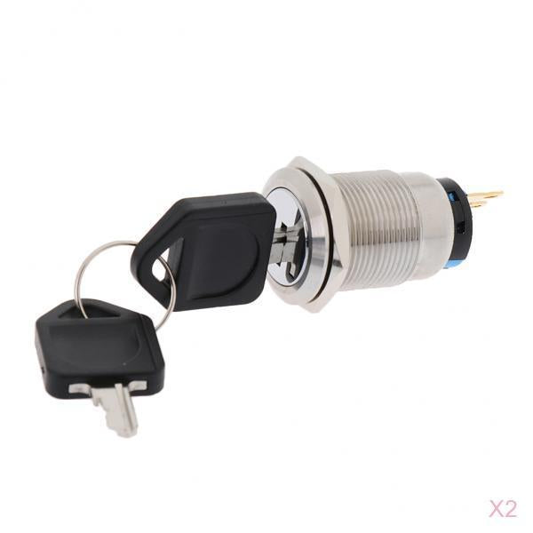 2 Pieces 19mm Two Tranches key Rotary Control Latching Pushbutton Switch