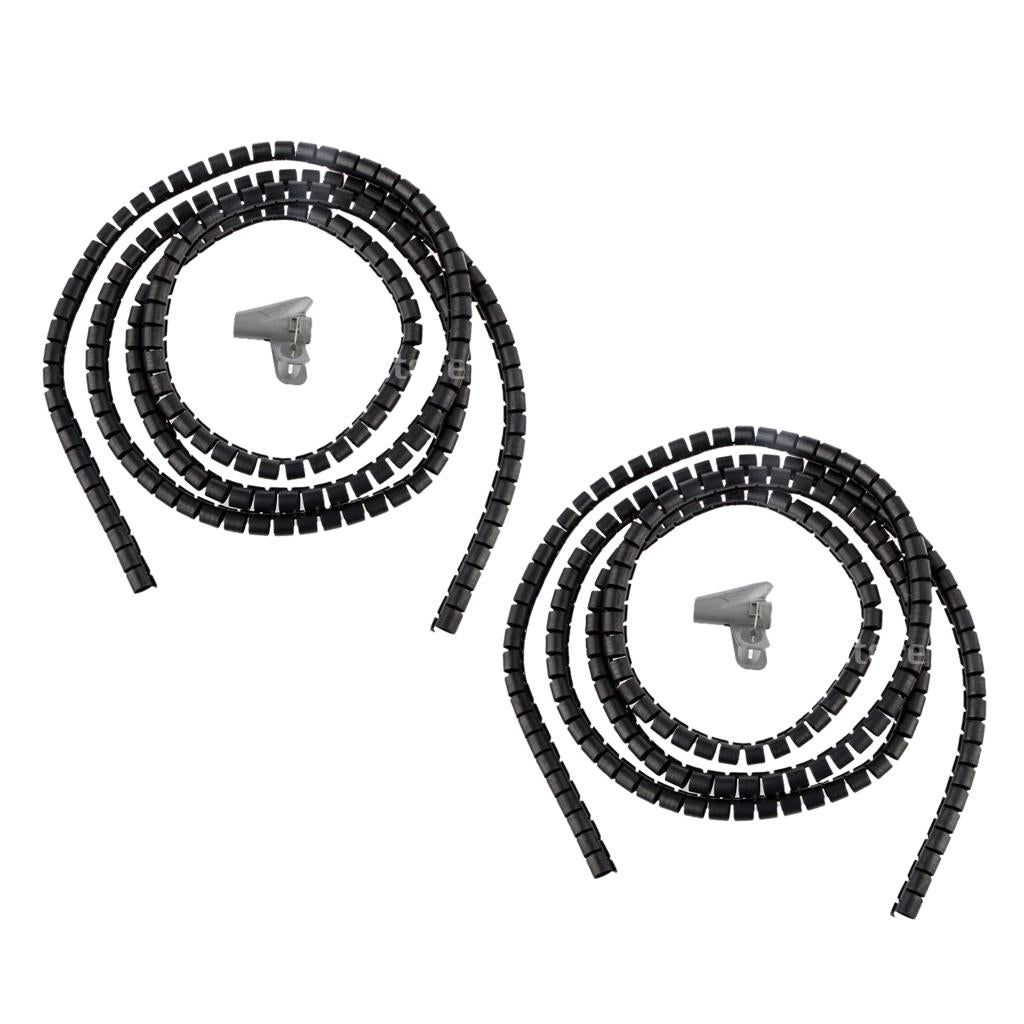 2 Pieces Flexible Spiral Tube Wrap Cable Organizer Management 10mm black