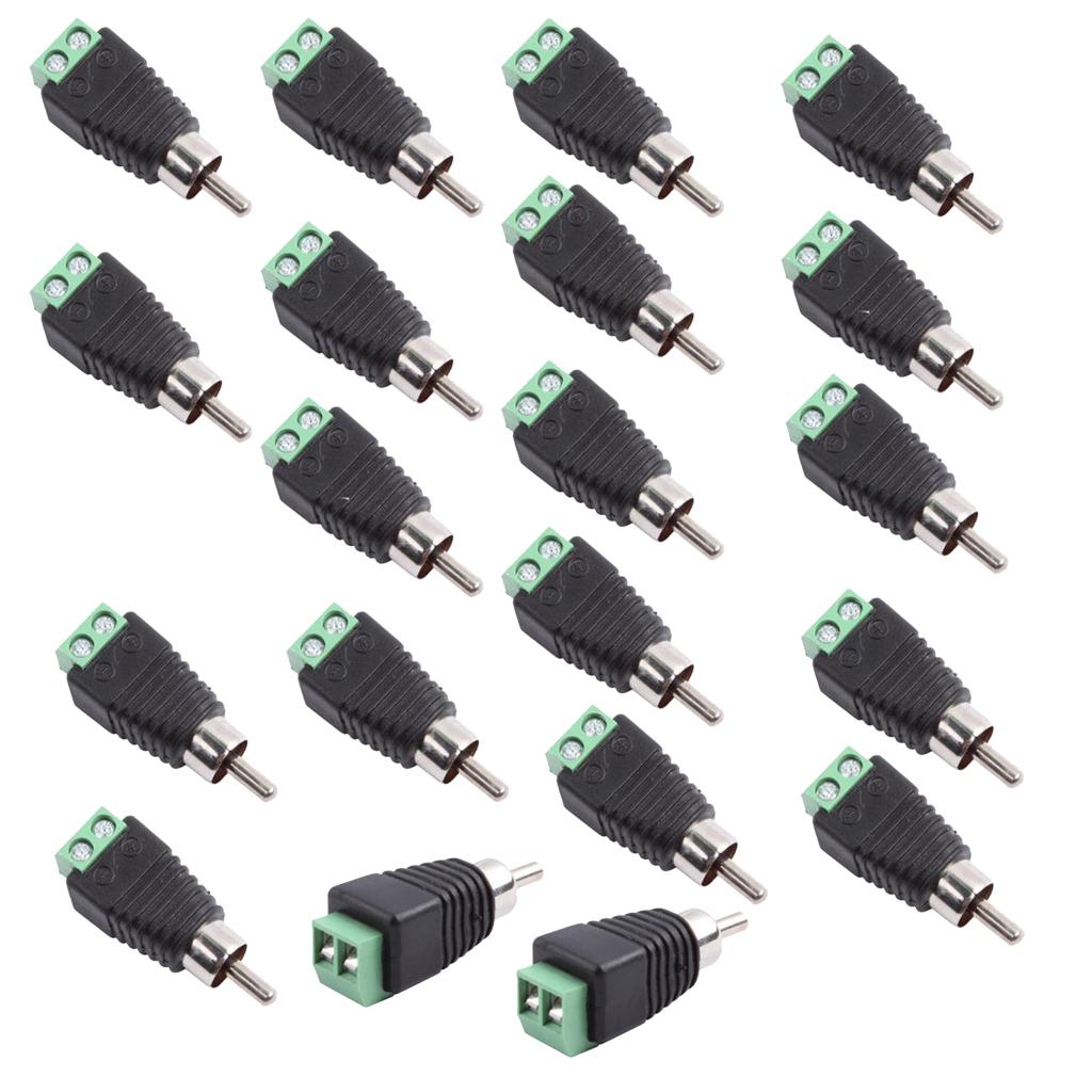 20 Pieces Speaker Wire cable to Audio Male RCA Connector Adapter Jack Plug