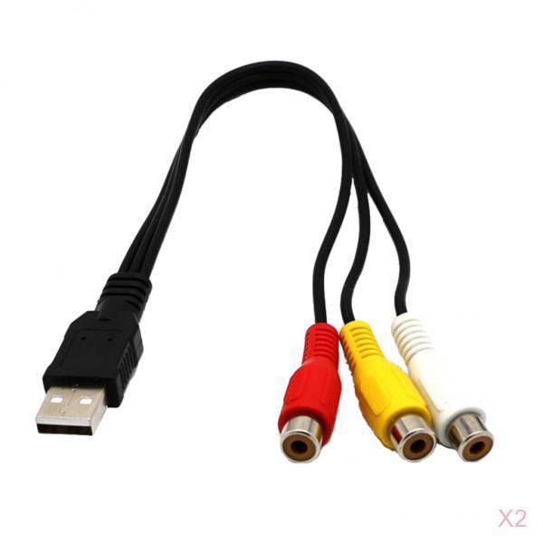 2 Pieces USB Male to 3RCA Female Video AV A/V Converter Cable For HDTV TV