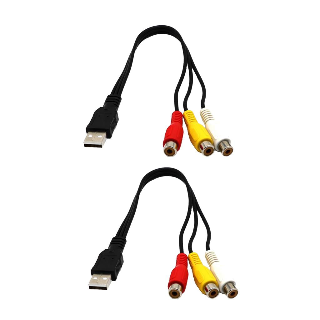 2 Pieces USB Male to 3RCA Female Video AV A/V Converter Cable For HDTV TV