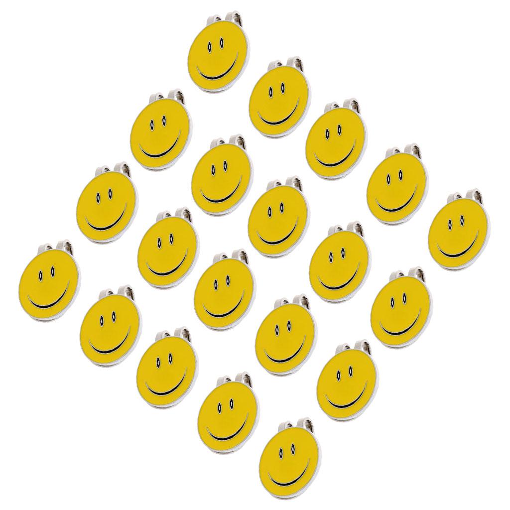 20 Pcs Sturdy Smile Face Magnetic Hat Clip Golf Ball Marker for Cap Visor