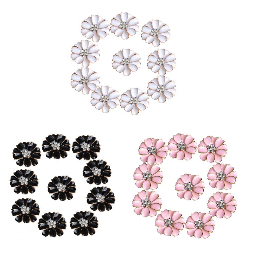 30pcs Metal Flower Rhinestone Buttons Flatback Embellishment Decoration