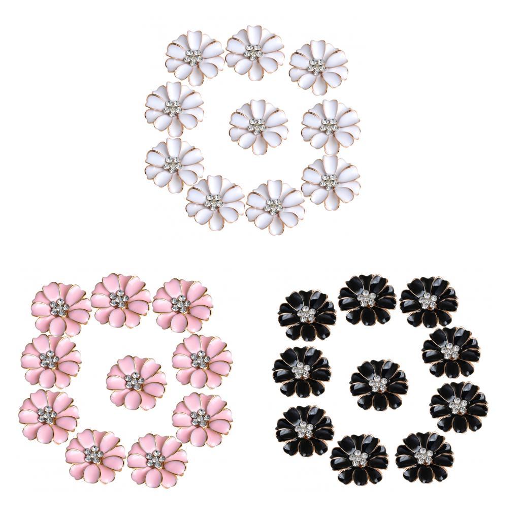 30pcs Metal Flower Rhinestone Buttons Flatback Embellishment Decoration