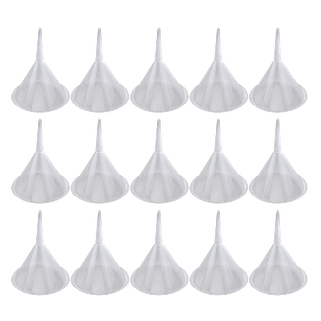 15 Pieces Transparent Plastic Funnel Fill Liquid Water Home Kitchen Tool Kit