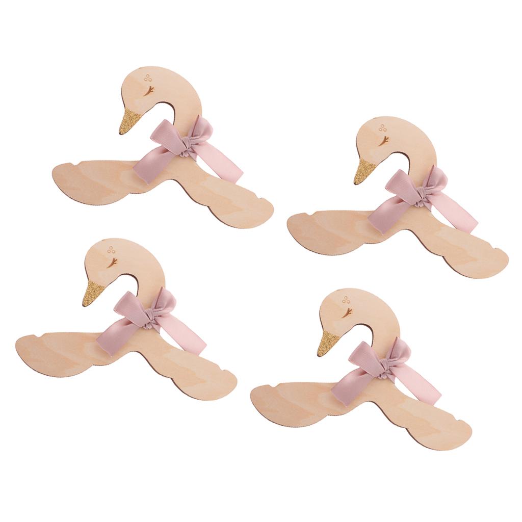 4pcs Sweet Swan Bow Baby Kids Room Nursery Wooden Coat Clothes Hook Hanger
