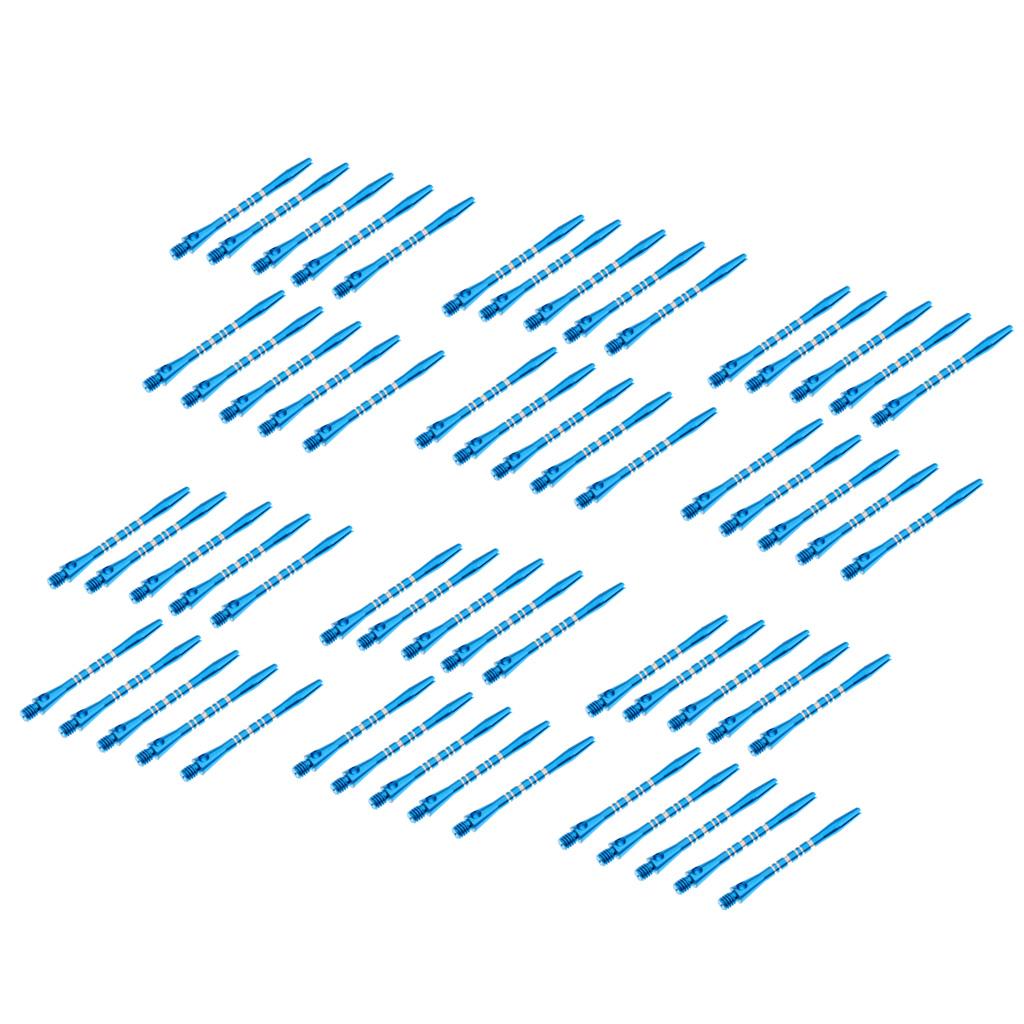 60 Pcs 52mm Thread Alloy Re-Grooved Dart Stems Shafts Blue