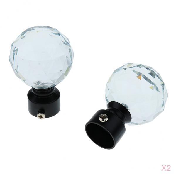 4-Piece Decorative Crystal Window Curtain Pole Rod End Cap Final Head 28mm