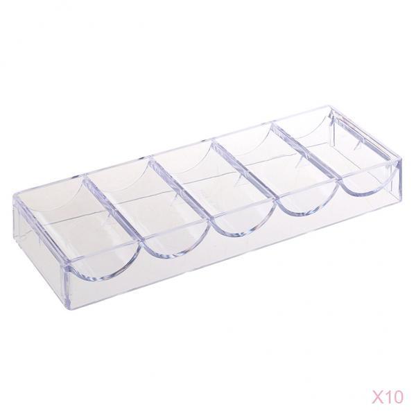 Acrylic Poker Chips Tray Storage Case 100 Chips for Party Home Casino