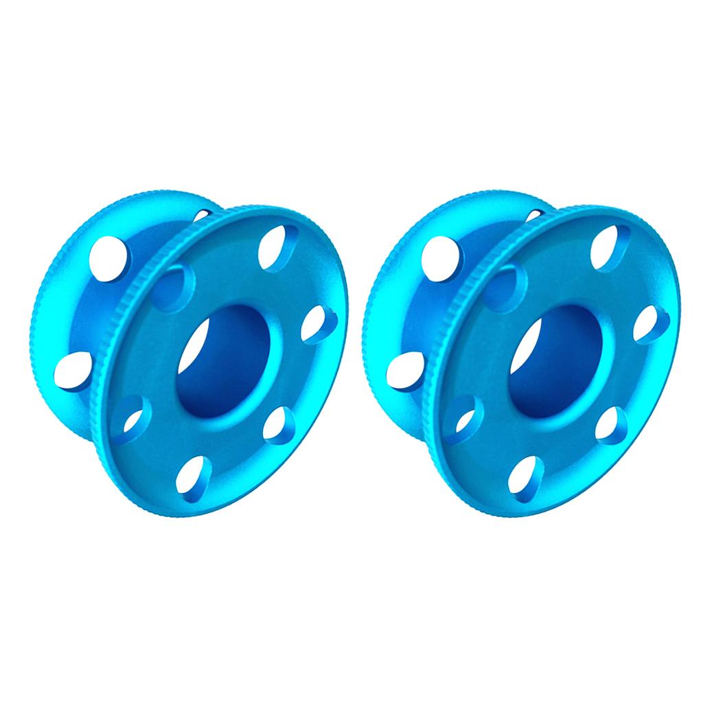 2 Pieces Small Blue Aluminum Alloy Scuba Diving Finger Reel Guide Line Spool