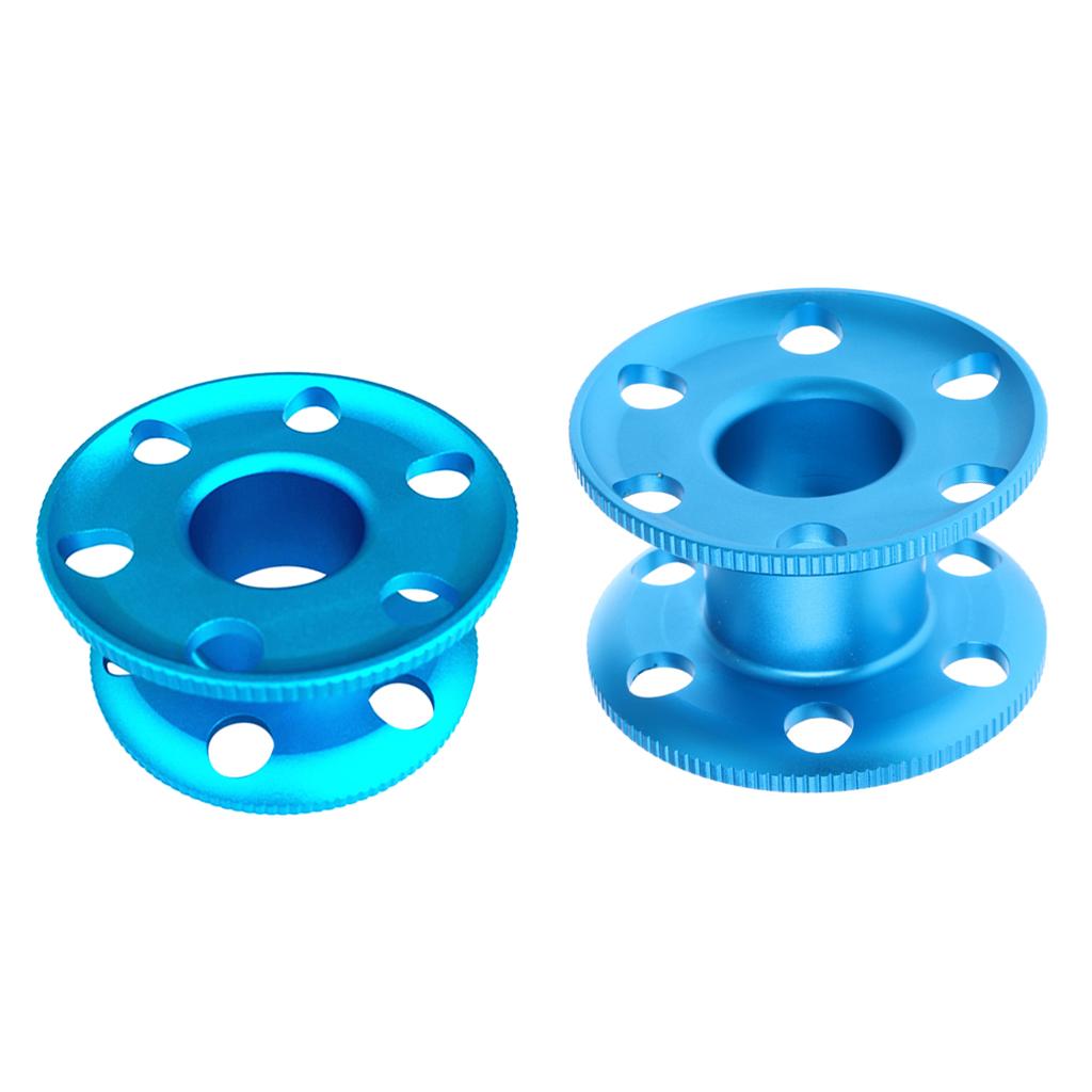 2 Pieces Large Small Aluminum Alloy Scuba Diver Finger Reel Guide Line Spool