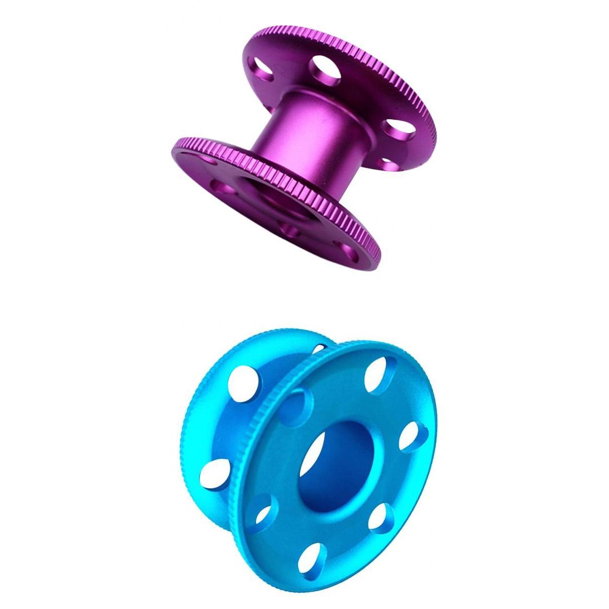 2 Pieces Aluminum Alloy Scuba Diver Finger Reel Guide Line Spool Blue Purple