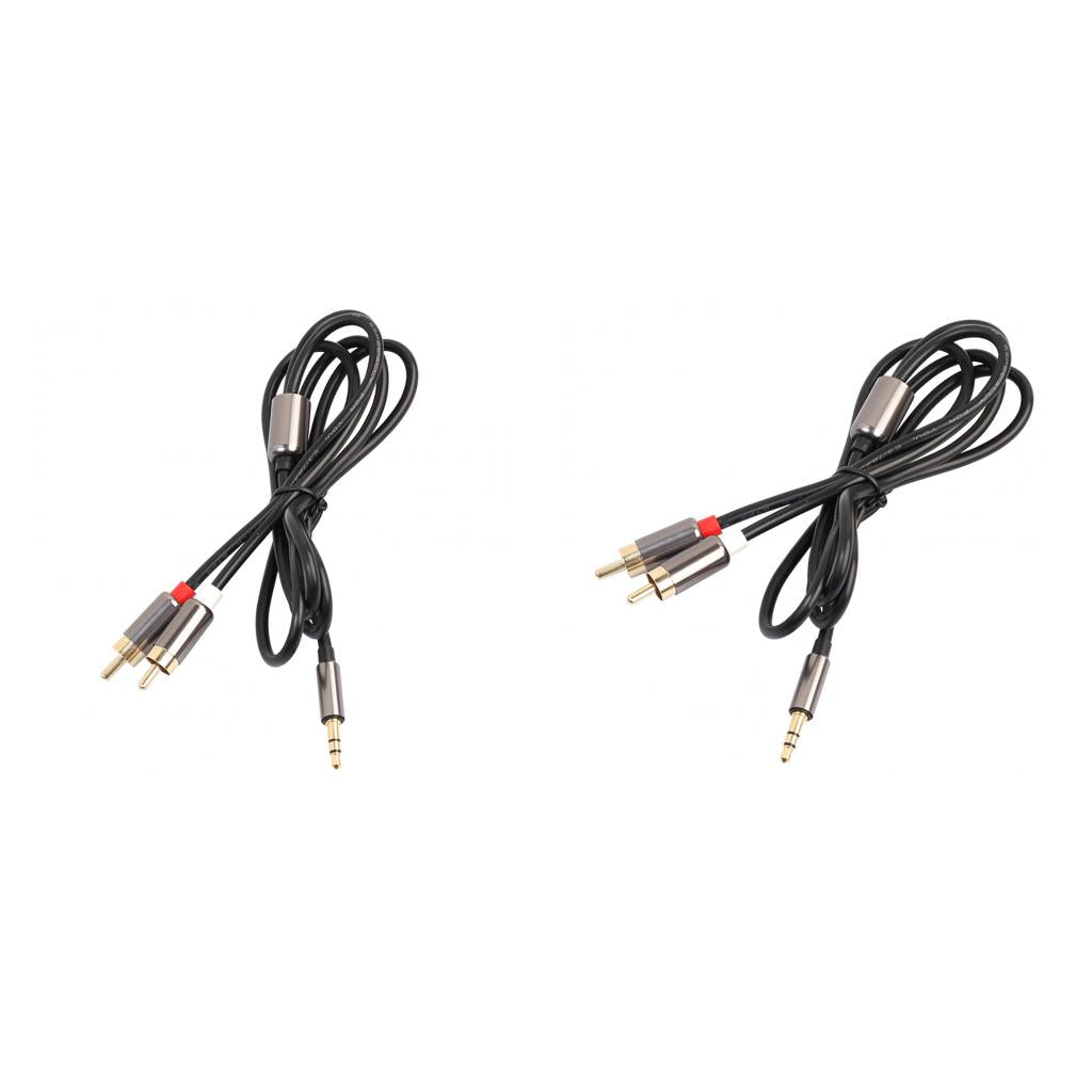 2Pieces 3.5mm Stereo Male Plug to 2 RCA Audio Male Adapter Speaker Cable 3ft