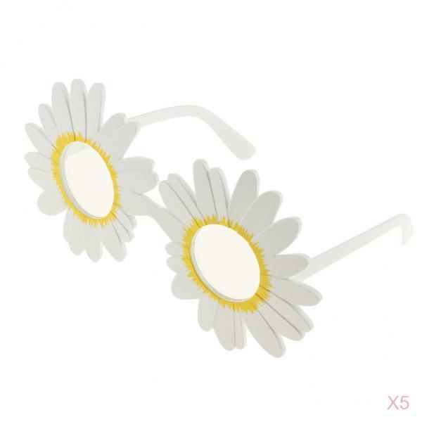 5pcs Daisy Eyeglasses Flower Glasses Fancy Dress Funny Sunglasses White