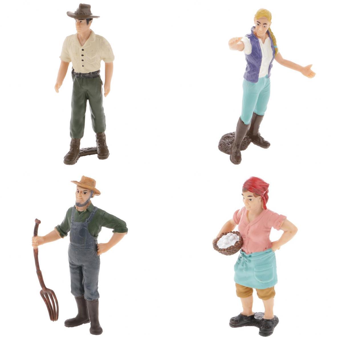 4x Realistic Female Male Farmer People Figurine Model Action Figure Kids Toy
