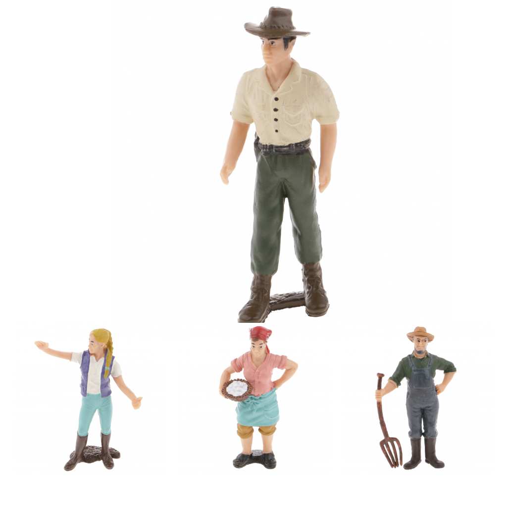 4x Realistic Female Male Farmer People Figurine Model Action Figure Kids Toy