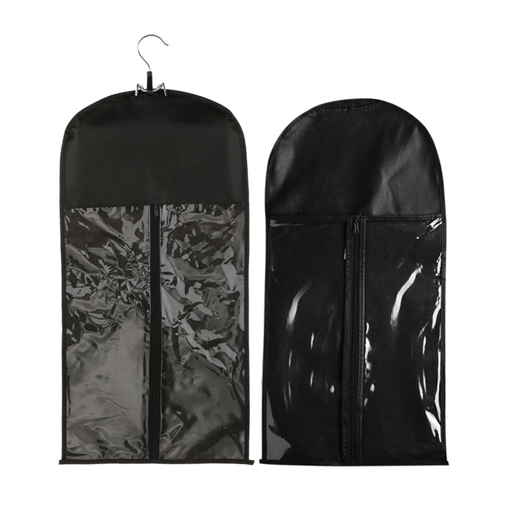 2 Pieces Hair Extension Wig Stand Storage Bag Holder Case Protector Black