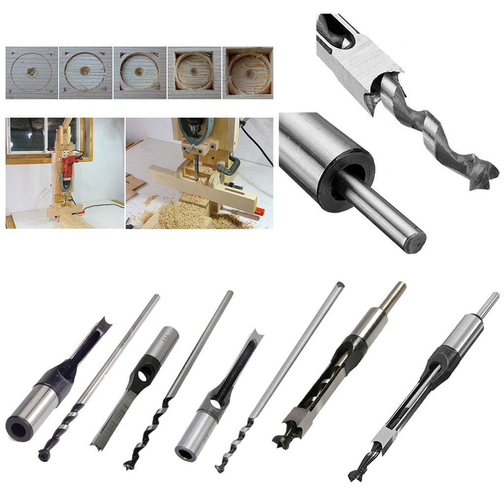 5 Set Square Drill Bit Mortising Chisel Woodworking Tool 8mm-16mm