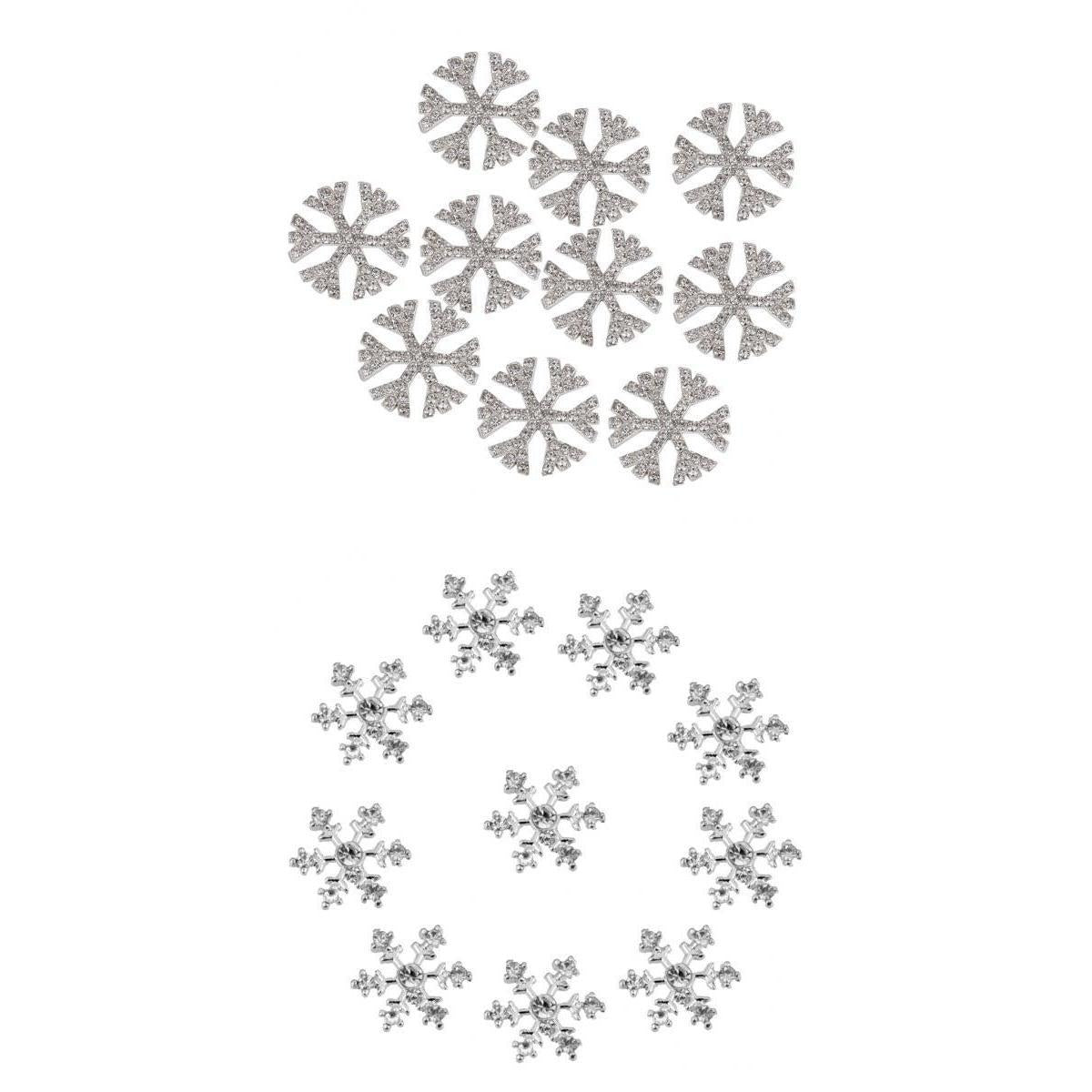 20 Pcs Mixed Shaped Snowflakes Rhinestone Flat back Buttons for DIY Crafts