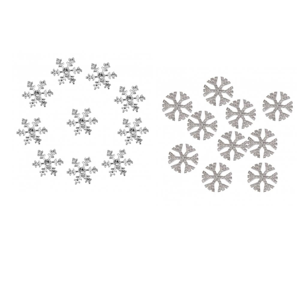 20 Pcs Mixed Shaped Snowflakes Rhinestone Flat back Buttons for DIY Crafts