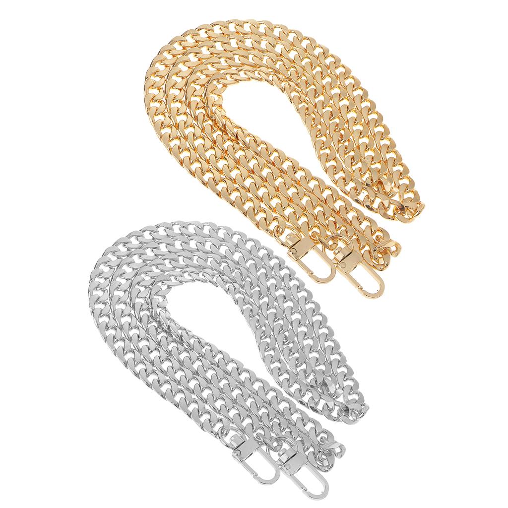 2 Pieces Handbag Purse Replacement Chain Set with 2 Buckles Gold and Silver