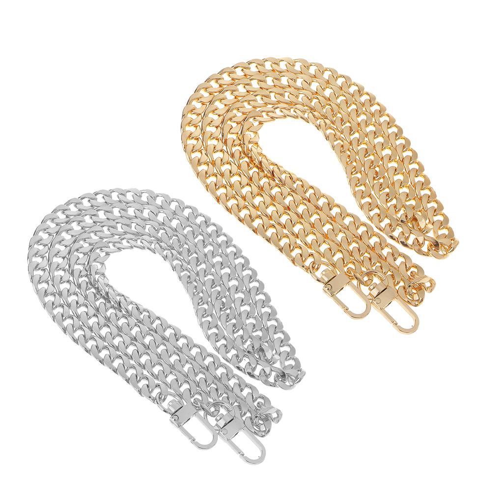 2 Pieces Handbag Purse Replacement Chain Set with 2 Buckles Gold and Silver